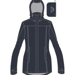 Damen Rain Hoodie Button Jacke