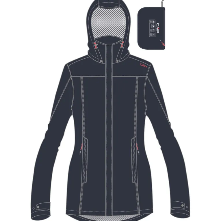 Damen Rain Hoodie Button Jacke