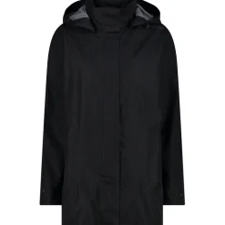 Damen Rain Hoodie Button Jacke