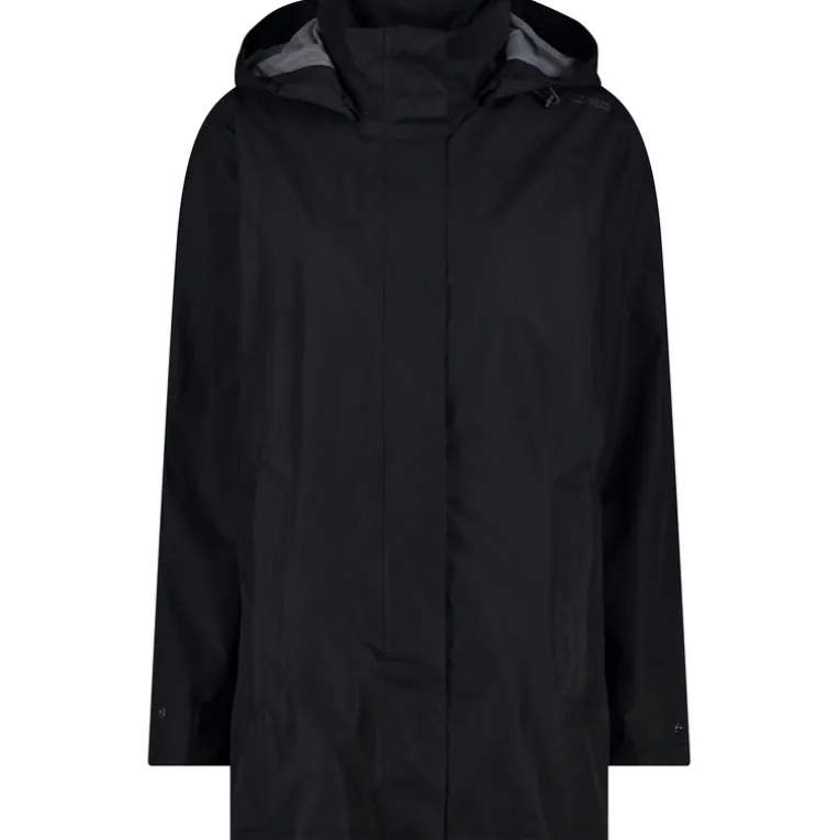 Damen Rain Hoodie Button Jacke